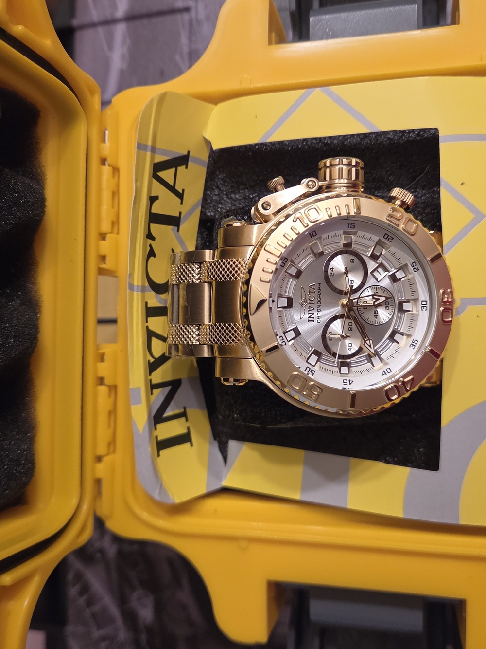 Invicta Men's Gold Chronograph Coalition Forces With Crown Lock & Hard Case